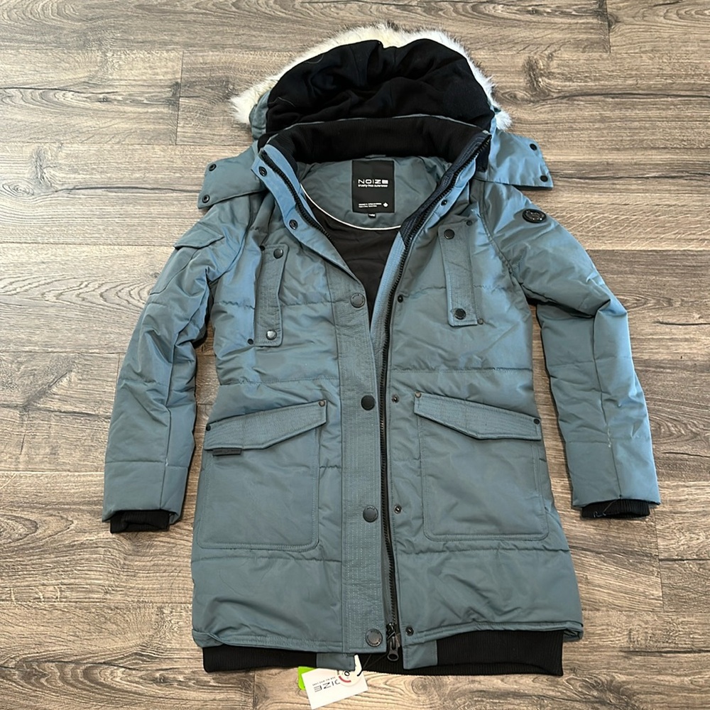 NOIZE Women’s Teal Hooded Parka Coat